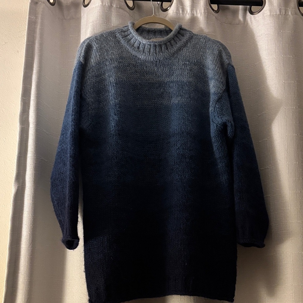 Karen Scott Blue‎ Gradient Ombré Oversized 45% Mohair Sweater